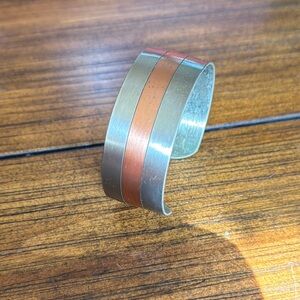 Two-Tone Metal Cuff Bracelet
